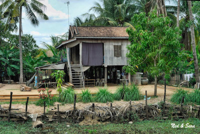 typical  countryside house on stilts