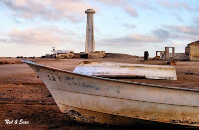 lighthouse and  boats - Guerrero Negro