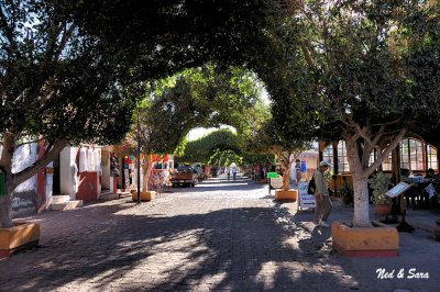 canopied  shopping district in Loreto