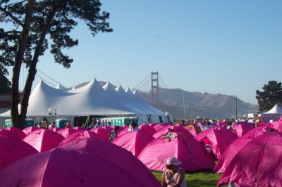 And the golden gate bridge, behind the meal tent