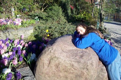 Cyn finds a boulder to hug