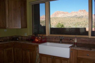 Farmhouse sink, with a nice view of The Watchman