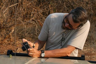 Jim taking photos for Conservation Lower Zambezi safari guide training materials
