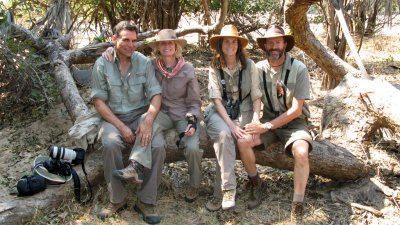 The gang on a walking safari (Ron, Ellen, Cyn, Jim)