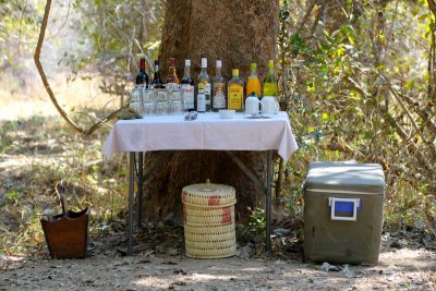 Our bush camp drinks table