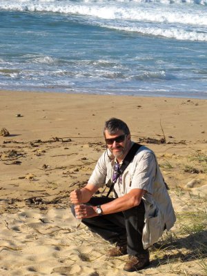 Jim collects sand from Bulli, Australia for our collection