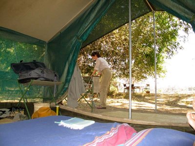 Cynthia does the laundry at bush camp