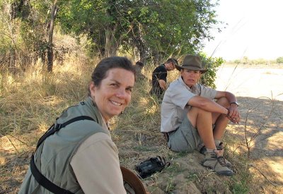 Tea break after seeing lions on bush walk