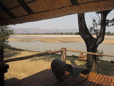 View from our chalet of the Luangwa River, Chamilandu