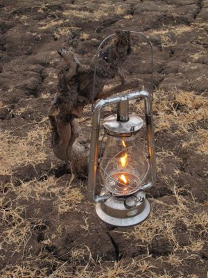 Kerosene lanterns at sundown