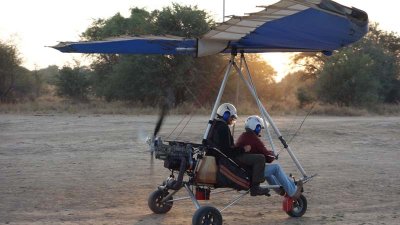 Jim takes a turn on the microlight