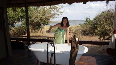 The tub has a view over the Zambezi