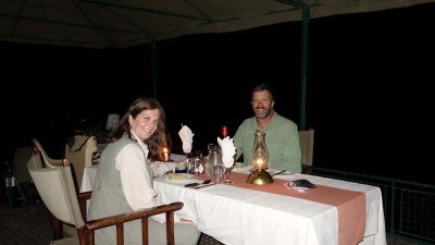 Served a private dinner on a barge on the Zambezi