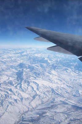 Looking down on the mountains near Kabul