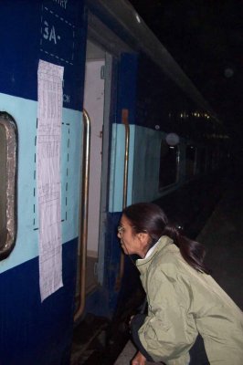 Deepa checking the names to see which car we are one