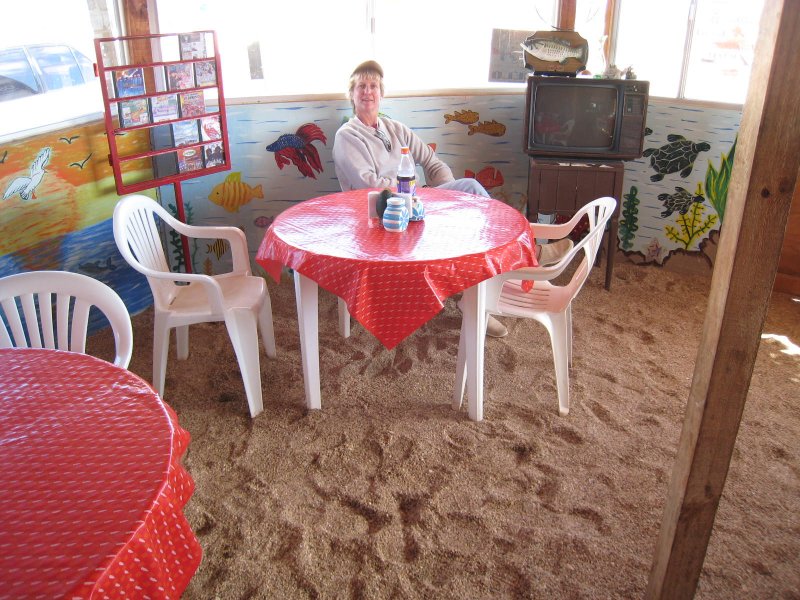 Inside Taqueria Paulinas - Sand Floor