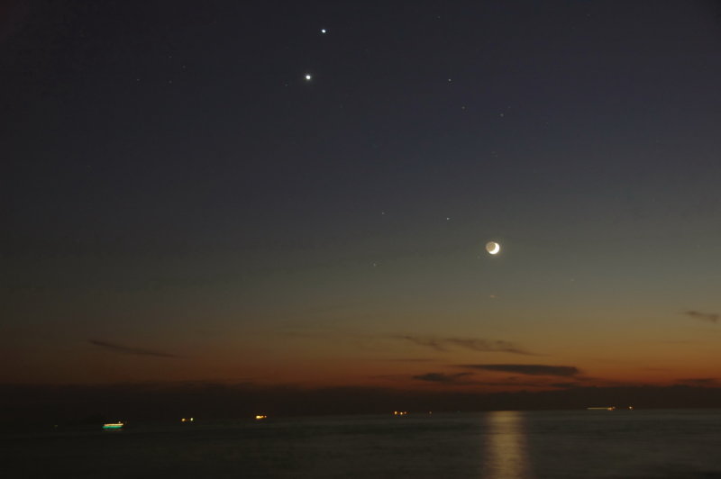 Crescent Moon with Venus and Jupiter