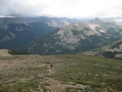 Looking Back Down the Trail, Mt Princeton (cone on the right)