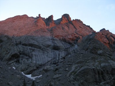 Evening Alpenglow on Nearby Rock Face