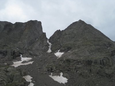 The OB (Outward Bound) Couloir Between Kit-Kat (left) and Kit Carson