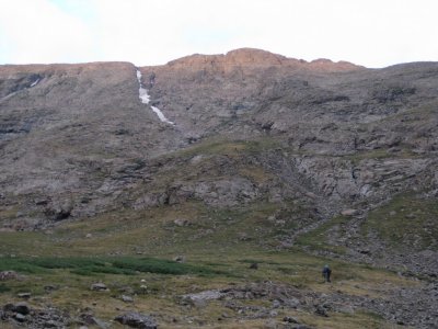 Right of the Snow-filled Gully is Our Route