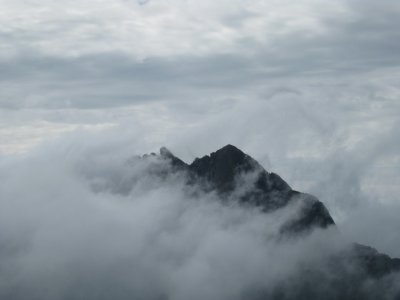 Climbers on the Summit of Distant Crestone Peak (14,064')