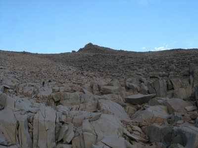 First Peek of K2 (13,664'), Ascending the Boulder Field