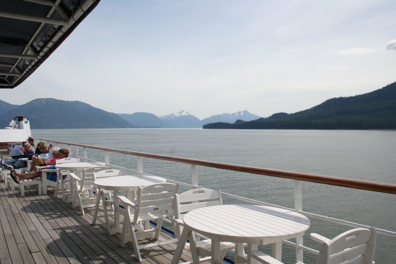 Up on the top deck, leaving Wrangell.