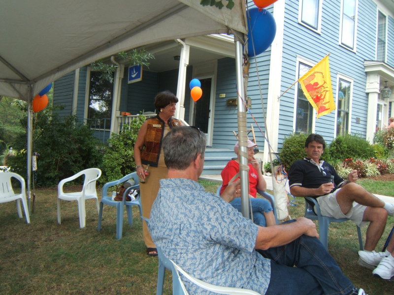 Ann Vaughn welcoming visitors. 