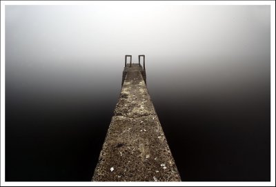 Knockadoon Pier in foggy dawn