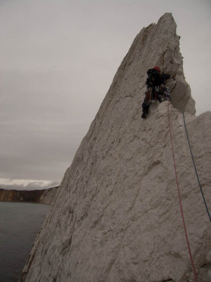 Jon approaches the crux