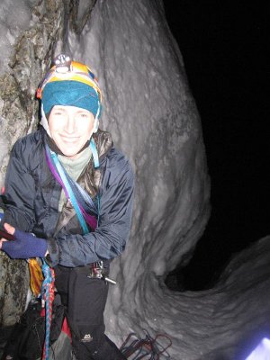 Belay 3 (the author grinning in crazed manner)