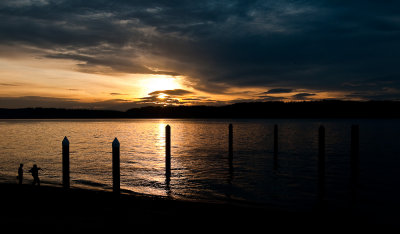 Two boys at sunset