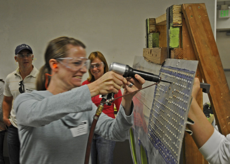 everyone tried their hand at riveting