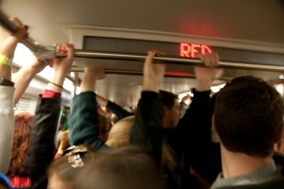 on the Metro into Washington D.C.