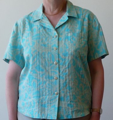 In a tropical print cotton from Clegs