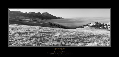 Hills and Fog Panorama - BW