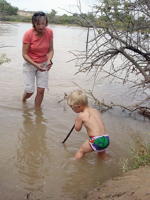 Digging for mud and sticks