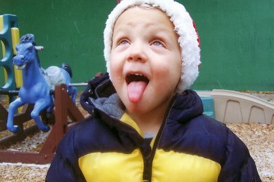 From school: catching snow