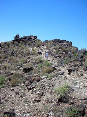 Simon climbs the volcano