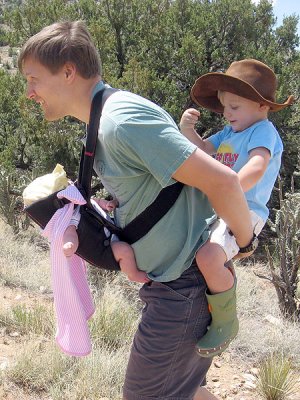 Matt fulfills his fatherly pack-mule duties