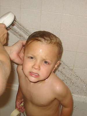 He likes baths; he doesn't like showers