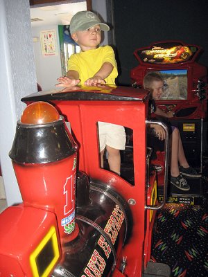 Simon finds a train to conduct