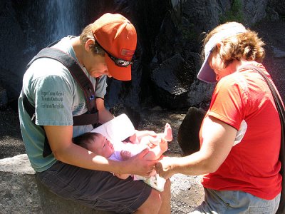 Diaper change at the waterfall
