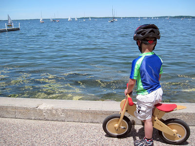 Biking alongside Lake Mendota