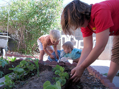 Simon & Kristina are huge helpers in the garden