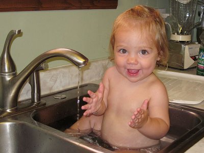 Sink is more fun than bathtub
