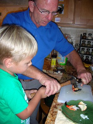 Simon learns to crack stone crab claws