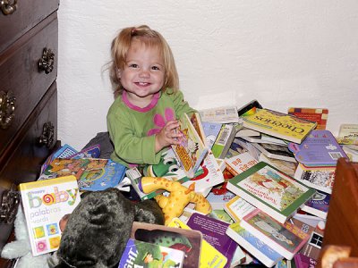 She loves her book prison!