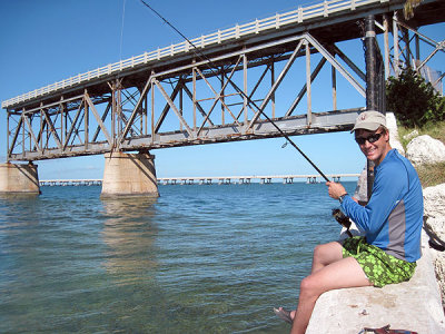 Fishing under the old bridge